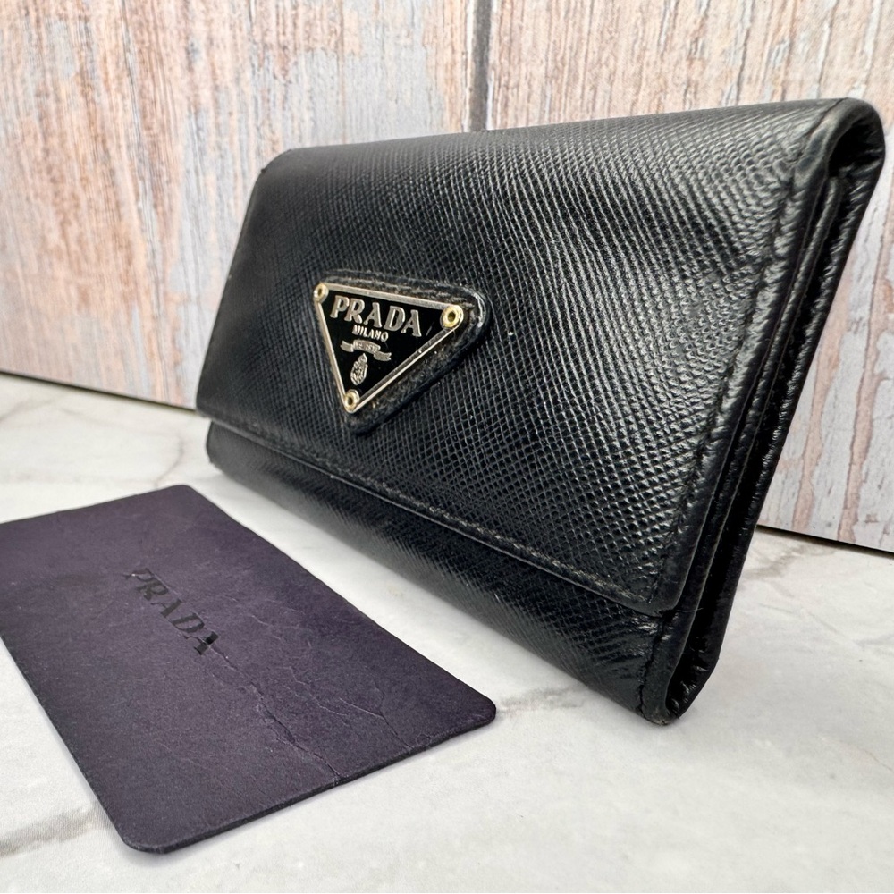Prada Black Saffiano Leather Key Holder - Portachiavi in Nero Pelle